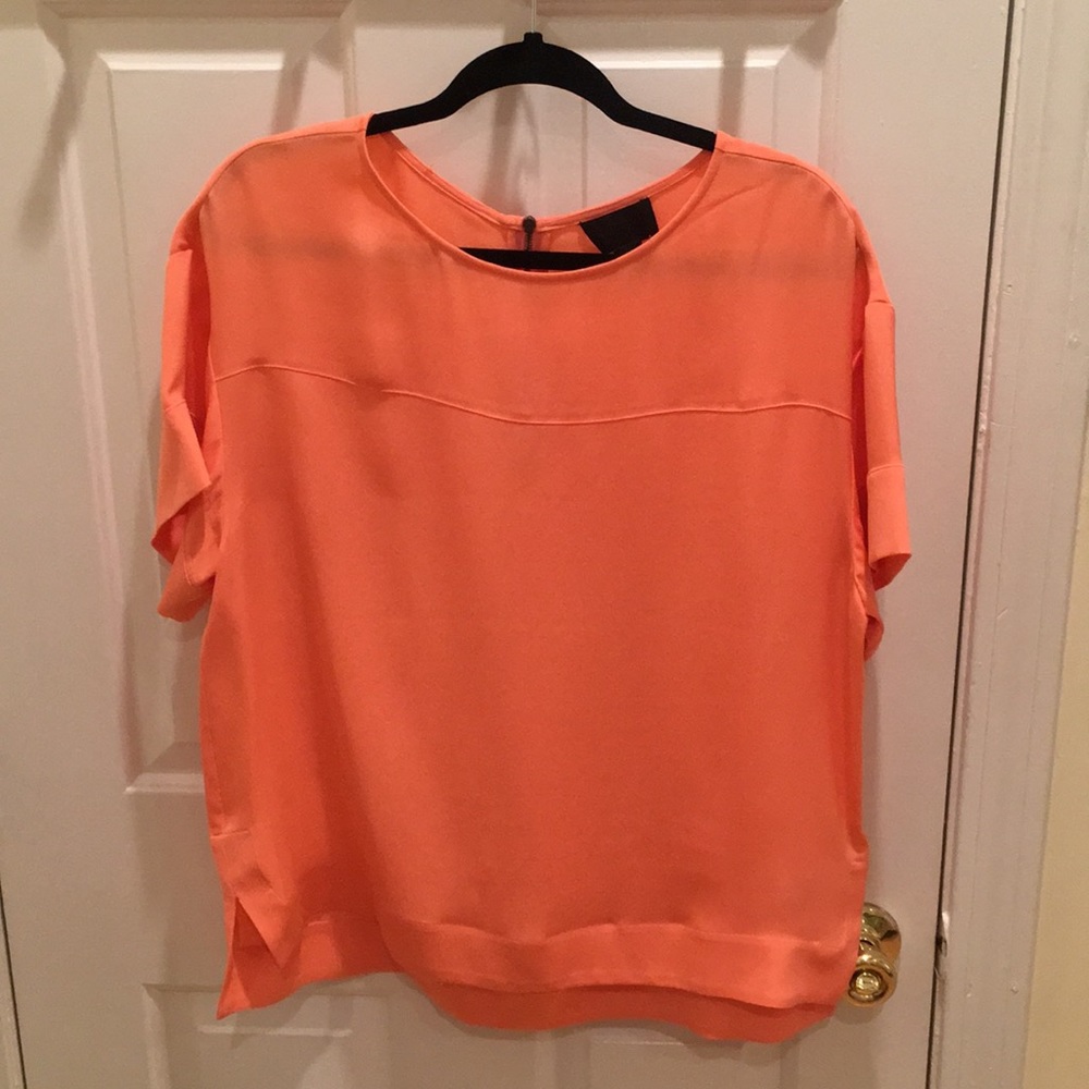 J Crew Silk Short Sleeve Pink Blouse Size 12